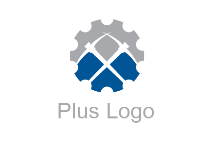 crossed pick axes in gear symbol
