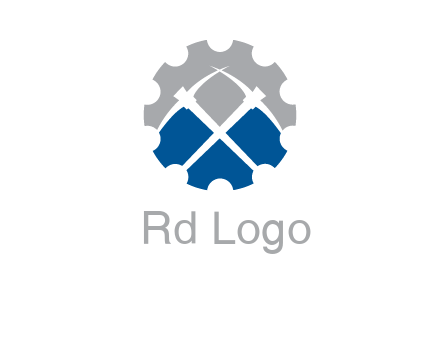 crossed pick axes in gear symbol