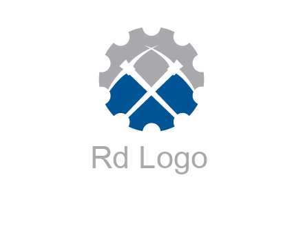 crossed pick axes in gear symbol