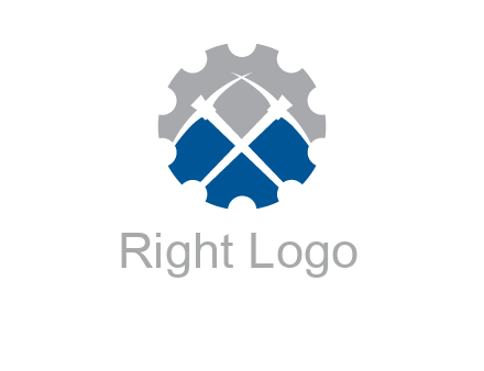 crossed pick axes in gear symbol