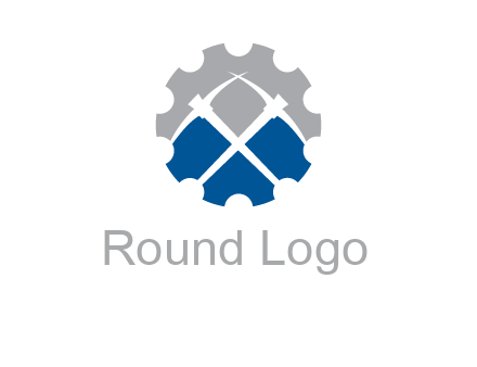 crossed pick axes in gear symbol