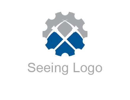 crossed pick axes in gear symbol