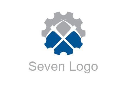 crossed pick axes in gear symbol