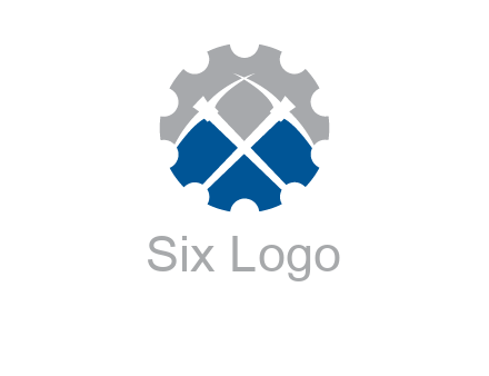 crossed pick axes in gear symbol