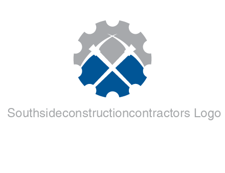 crossed pick axes in gear symbol