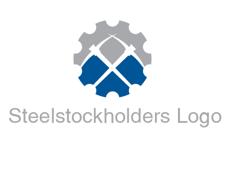 crossed pick axes in gear symbol