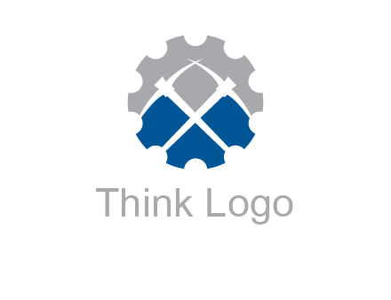 crossed pick axes in gear symbol