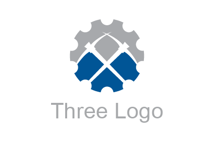 crossed pick axes in gear symbol