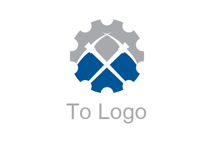 crossed pick axes in gear symbol