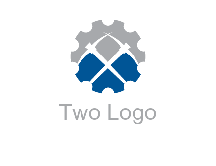 crossed pick axes in gear symbol