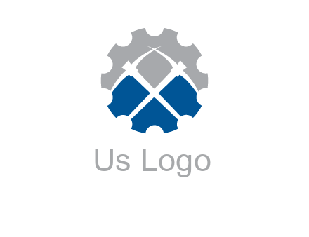 crossed pick axes in gear symbol