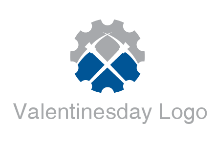 crossed pick axes in gear symbol