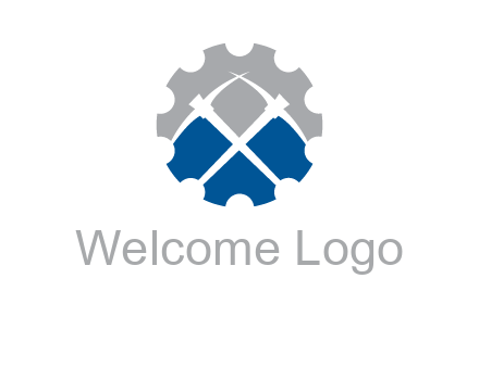crossed pick axes in gear symbol