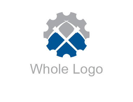 crossed pick axes in gear symbol