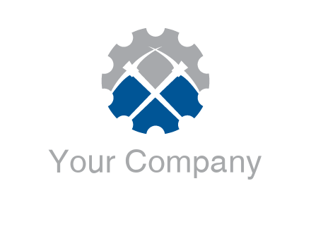 crossed pick axes in gear symbol