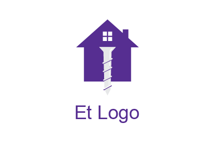 screw and house construction logo