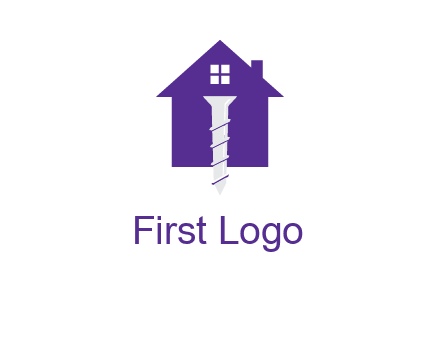 screw and house construction logo