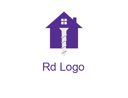 screw and house construction logo