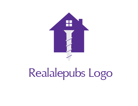 screw and house construction logo
