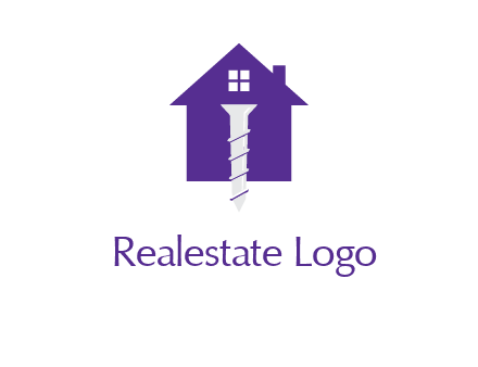 screw and house construction logo
