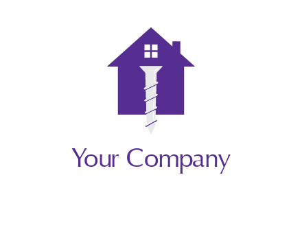 screw and house construction logo
