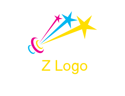satellite colorful shooting stars printing logo