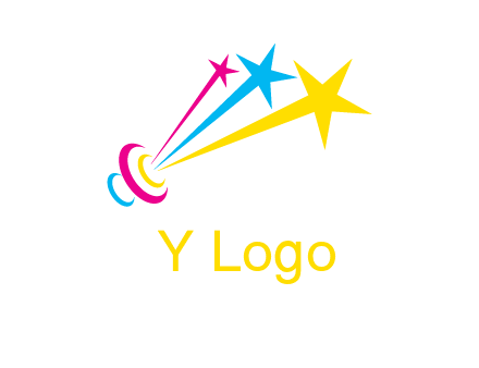 satellite colorful shooting stars printing logo