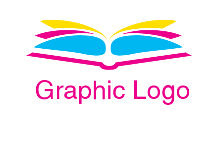 horizontal colorful open book printing logo