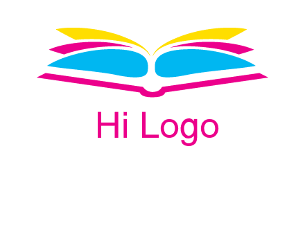 horizontal colorful open book printing logo