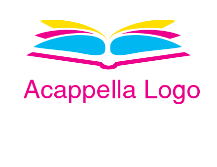 horizontal colorful open book printing logo