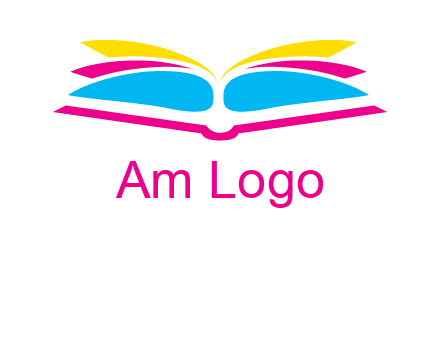 horizontal colorful open book printing logo