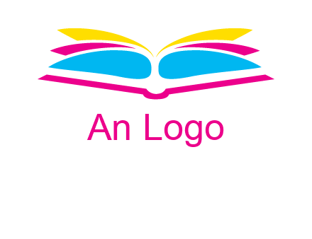 horizontal colorful open book printing logo