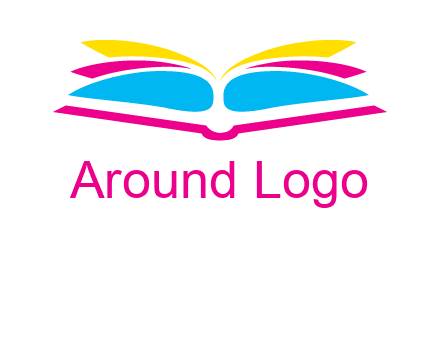 horizontal colorful open book printing logo