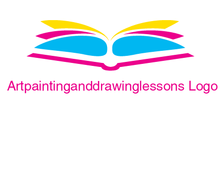 horizontal colorful open book printing logo