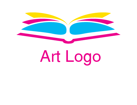 horizontal colorful open book printing logo