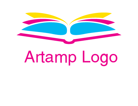 horizontal colorful open book printing logo