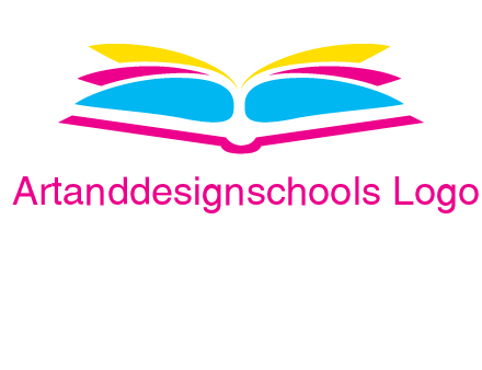 horizontal colorful open book printing logo