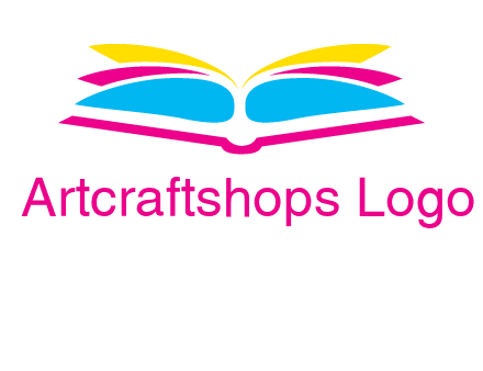 horizontal colorful open book printing logo