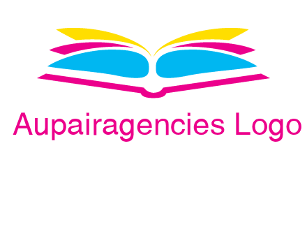 horizontal colorful open book printing logo