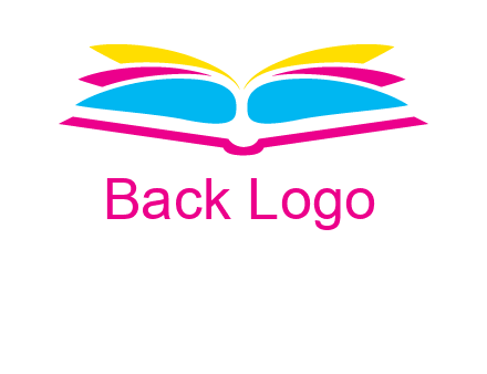 horizontal colorful open book printing logo
