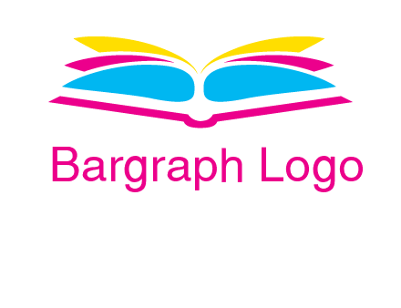 horizontal colorful open book printing logo
