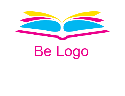 horizontal colorful open book printing logo