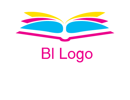 horizontal colorful open book printing logo