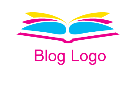 horizontal colorful open book printing logo