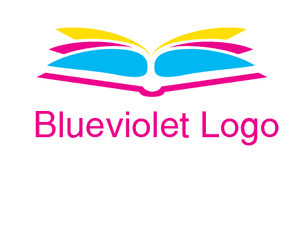 horizontal colorful open book printing logo
