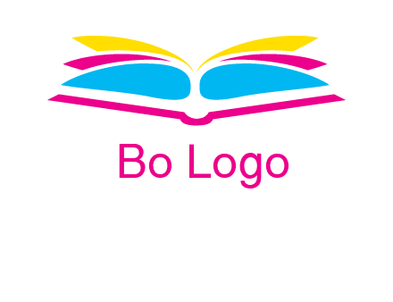horizontal colorful open book printing logo