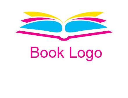 horizontal colorful open book printing logo