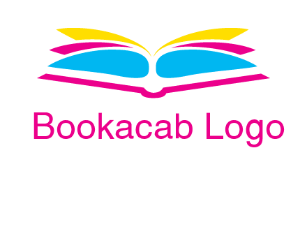 horizontal colorful open book printing logo