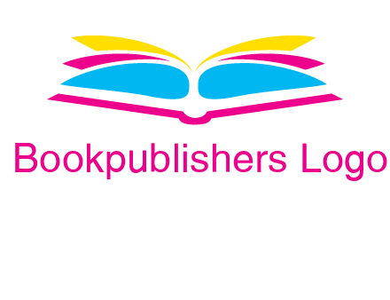 horizontal colorful open book printing logo