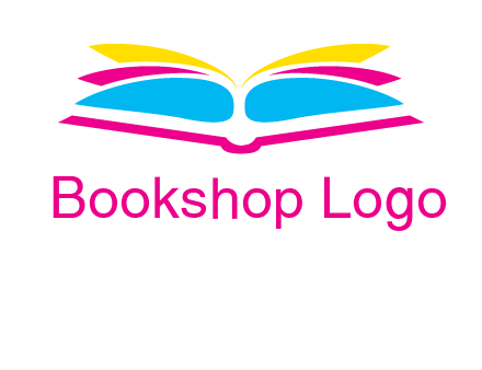 horizontal colorful open book printing logo